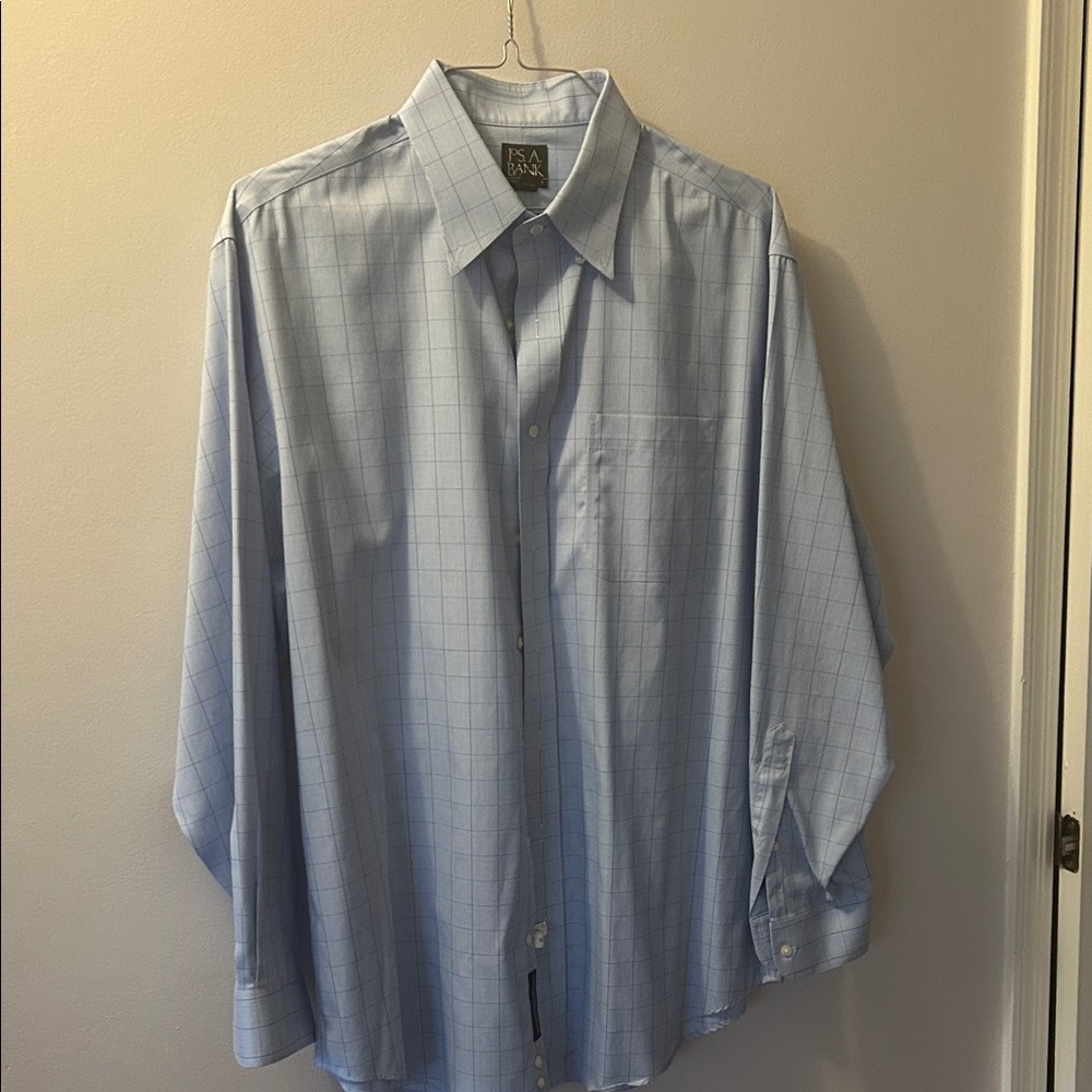 Jos. A. Bank Light Blue Checkered Dress Shirt